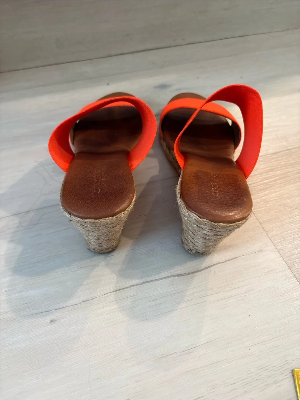 Andre Assous Orange Double-Strap Espadrille Wedge Slides